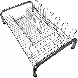 Escorredor de Louça em Aço Inox, 20 Pratos, 7 Copos, com Porta Talheres, 52 x 34,5 x 13,5 cm