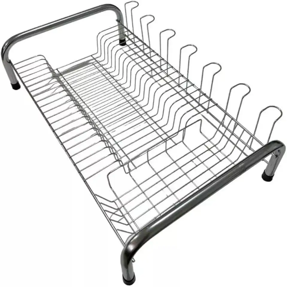 Escorredor de Louça em Aço Inox, 20 Pratos, 7 Copos, com Porta Talheres, 52 x 34,5 x 13,5 cm