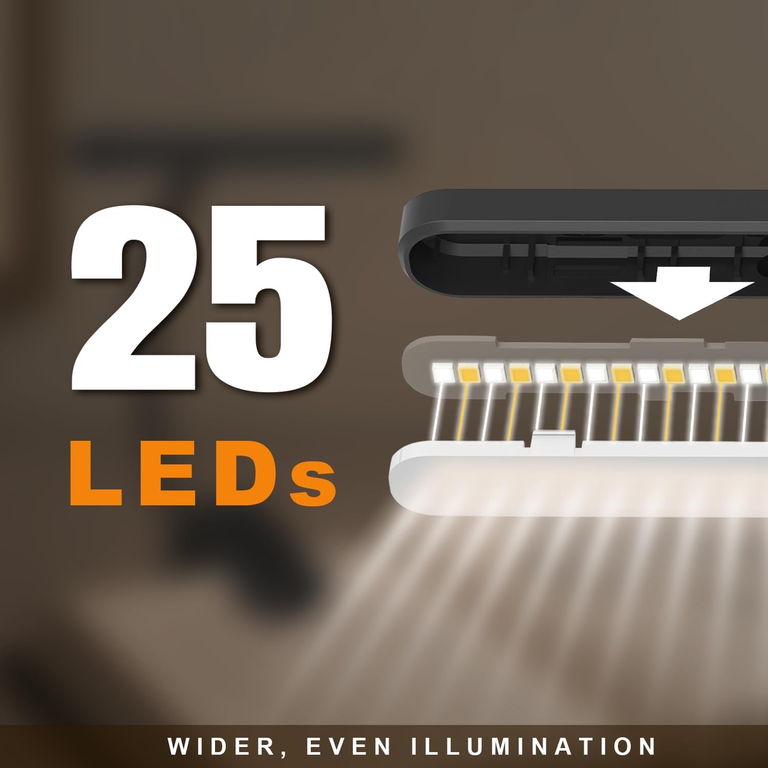 Rechargeable Book Light for Reading in Bed 25 LED Eye Caring | 15 Level Stepless Dimming, Extended 90Hrs Runtime, Lightweight Clip on Light, Gifts for Book Lovers, Black, 2 Pack image 2