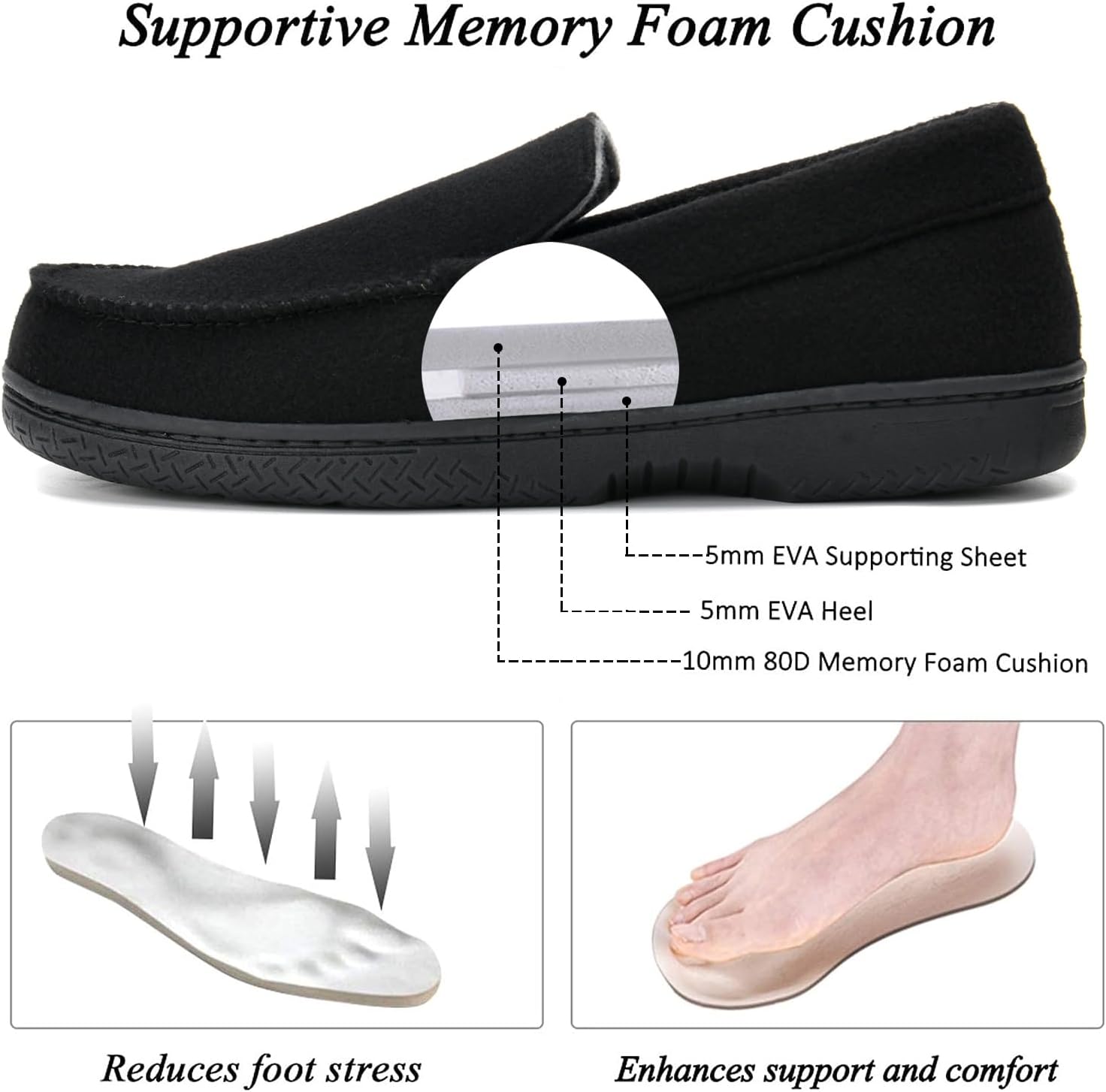 DL Men's Memory Foam Moccasin Slippers Breathable Moccasin Slippers Micro Wool House Shoes Anti-Slip Sole Indoor Outdoor - Image 4