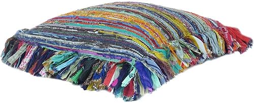 Miniatura 7 de MAM Treasures - Funda de almohada india, funda de cojín india, cojín bohemio, a rayas, tejida a mano, Chindi, funda de almohada para sofá (24 x 24