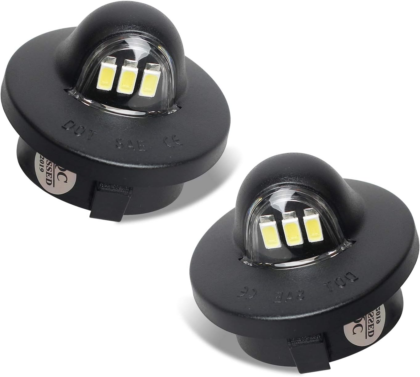 LED License Plate Lights Tag Light Lamp Assembly Compatible with Ford F150 F250 F350 Super Duty Ranger Explorer Bronco Excursion Expedition, 6500K Black, Pack of 2