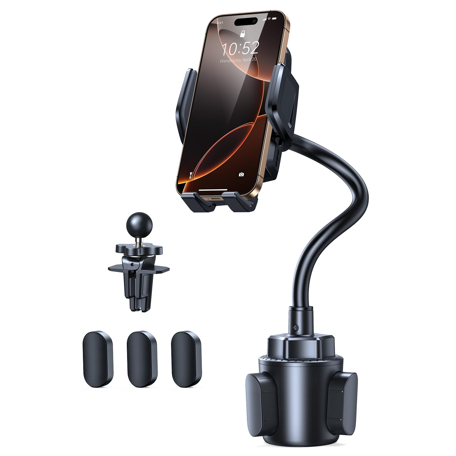 TECKNET Cup Phone Holder for Car - Adjustable Gooseneck Cup Holder Cradle Car Mount with Air Vent Holders