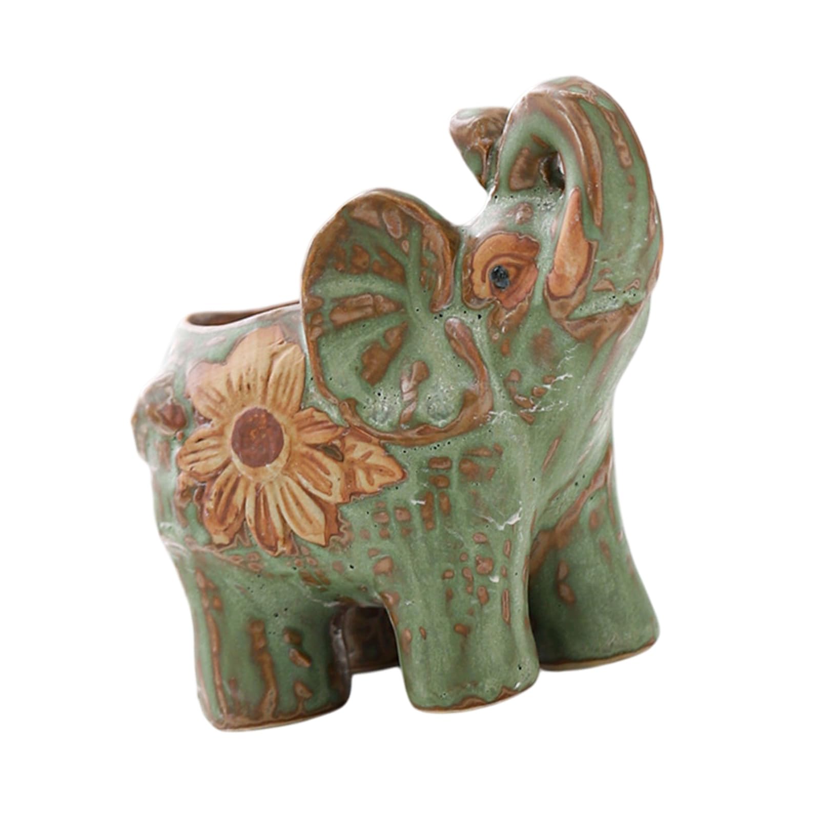 HZGFNBZ Miniature Ceramic Succulents Planter Elephant Shape Vase Indoor/Outdoor Ceramic Animal Planter for Desktop or Bookshelf Farmhouse Succulents Plant Pots