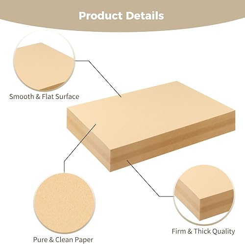Miniatura 4 de 100 hojas de papel de cartulina marrón Kraft, peso medio A4, 70 libras de grosor, cartulina de 190 GSM, cartulina para manualidades, tarjetas,