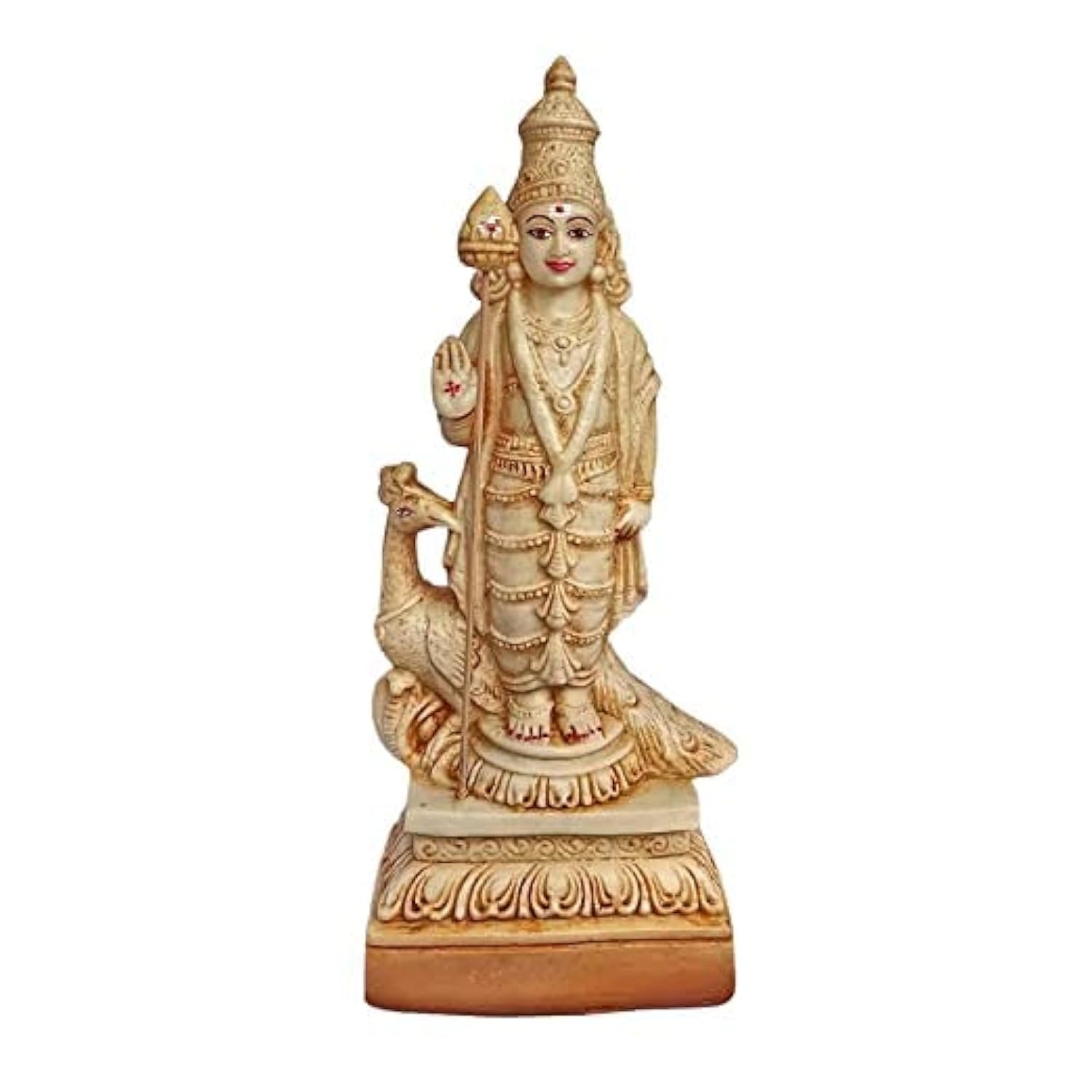 Poly Marble Murugan showpiece Hindu god Idol Decorative Statue Figurine for Home Decor Craft Gifts 26 cm X 11 cm X 7 cm, Ivory, 1 Piece