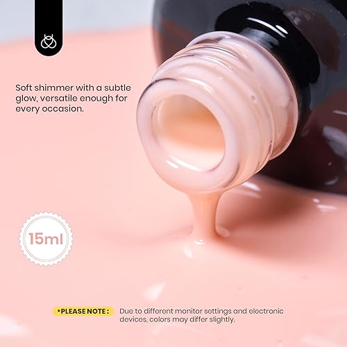 Miniatura 38 de Beetles Builder Gel de 0.5 onzas líquidas, gel fortalecedor 7 en 1 translúcido rosa nude, cepillo de extensión de uñas de gel UV en botella, no se