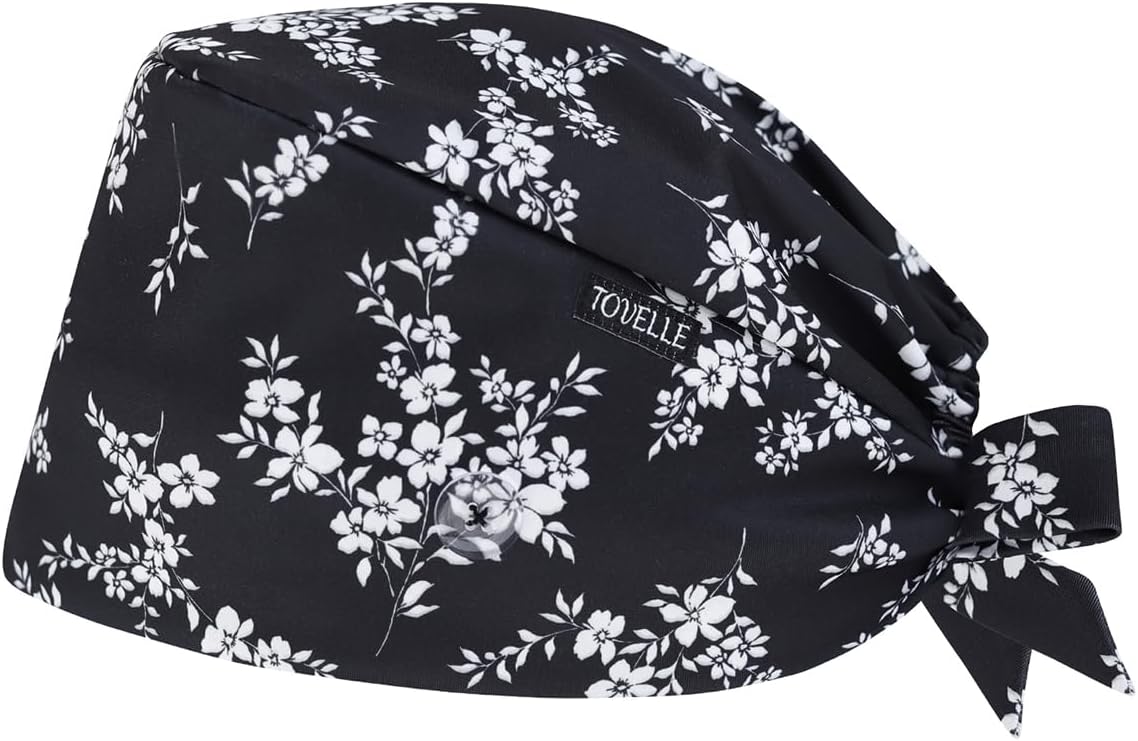 Scrub Caps Women, Double-Sided Printed Adjustable Women's Surgical Cap with Buttons, Breathable Design for Nurses and Doctors