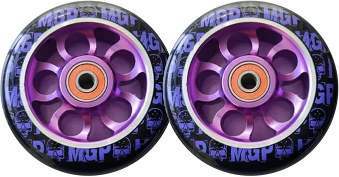 Wheels 100mm Scooter Replacement PU Wheels 82A Inline Skate for Roller Blade with Bearings 2 Pack Purple