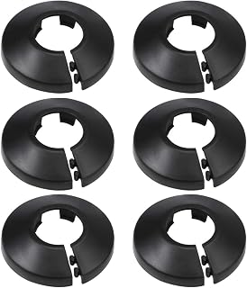 sourcing map 20mm Pipe Cover Decoration PP Plastic Water Pipe Escutcheon Black 6pcs