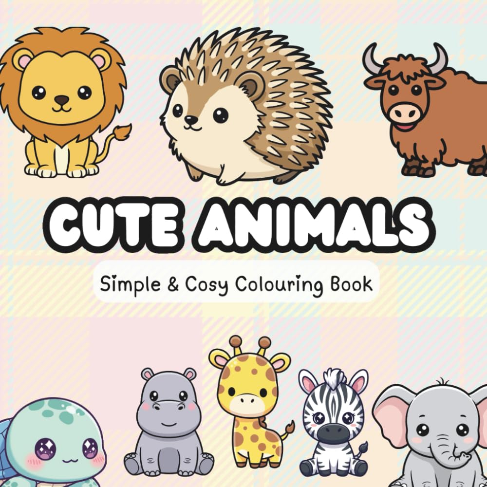 Cute Animals: Simple Colouring Book for Adults, Kids & Teens. Featuring Bold Easy to Colour Illustrations (Carefree Colouring Corner)