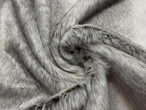 Super Luxury Faux Fur Fabric Material Long Pile Grey Ombre Sample