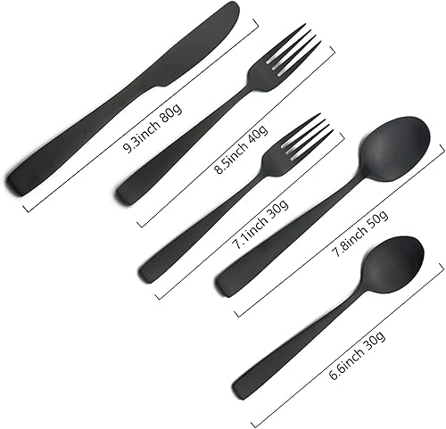 Vista 67 de JASHII Juego de cubiertos de plata mate de 40 piezas, juego de cubiertos de plata satinada, acero inoxidable con revestimiento de tianio, juego