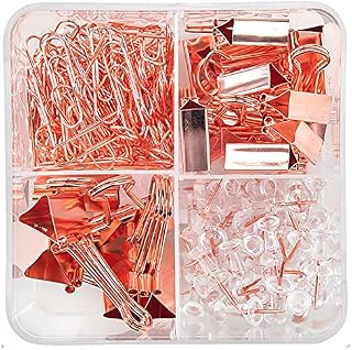 Binder Clips Paper Clips Push Pins Sets with Box for Office,School and Home