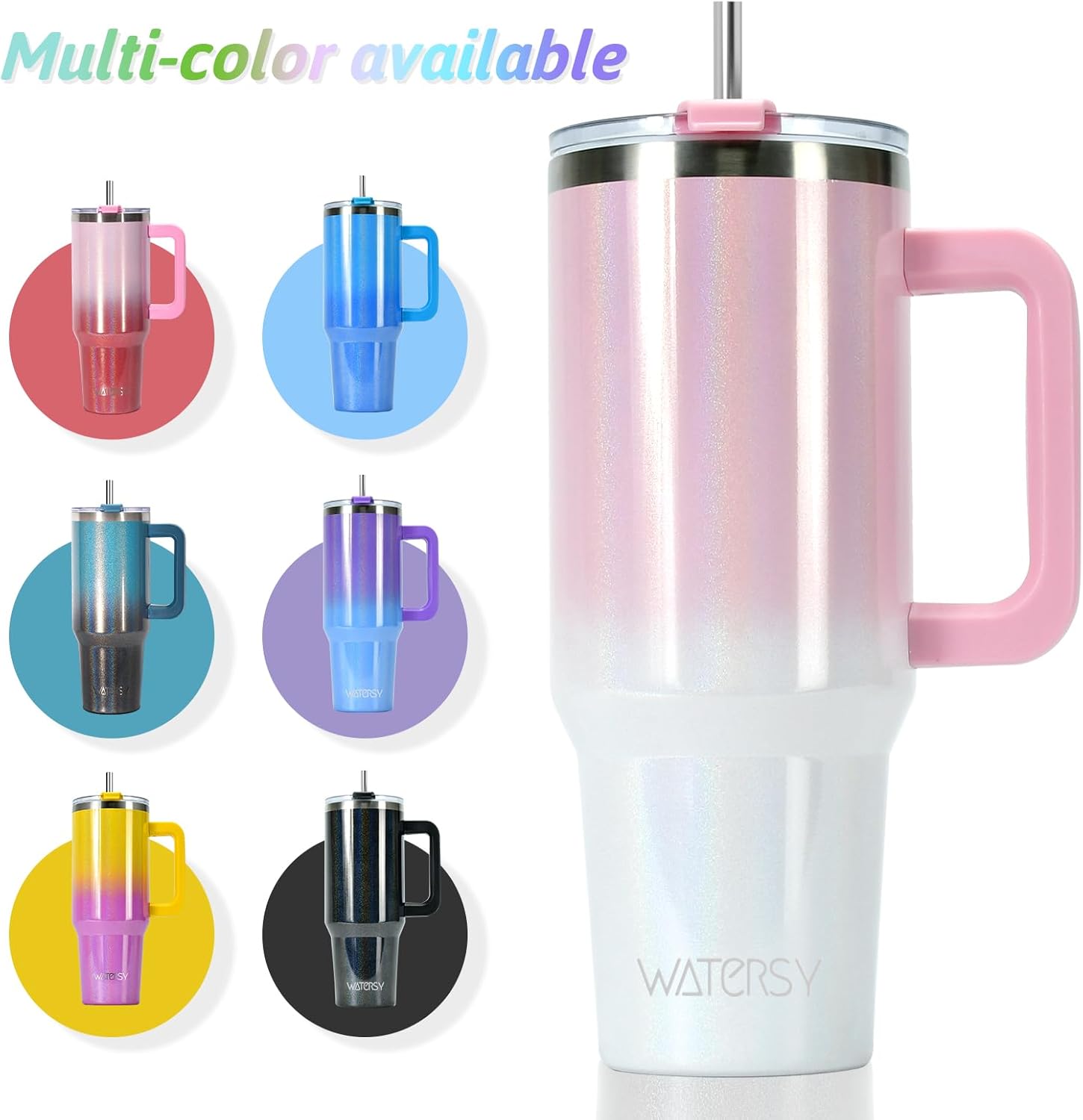 30 oz Shiny Tumbler with Handle and Straw,Stainless Steel Tumbler with Lid and Straw,Insulated Travel Mug(Cold for 34 Hours),Water Bottle for Iced Tea,Coffee (Pink) - Image 7