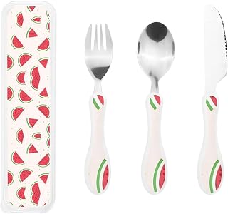 Pink watermelon 3 Piece Stainless Steel Flatware Set Silverware Spoon Fork Set with box