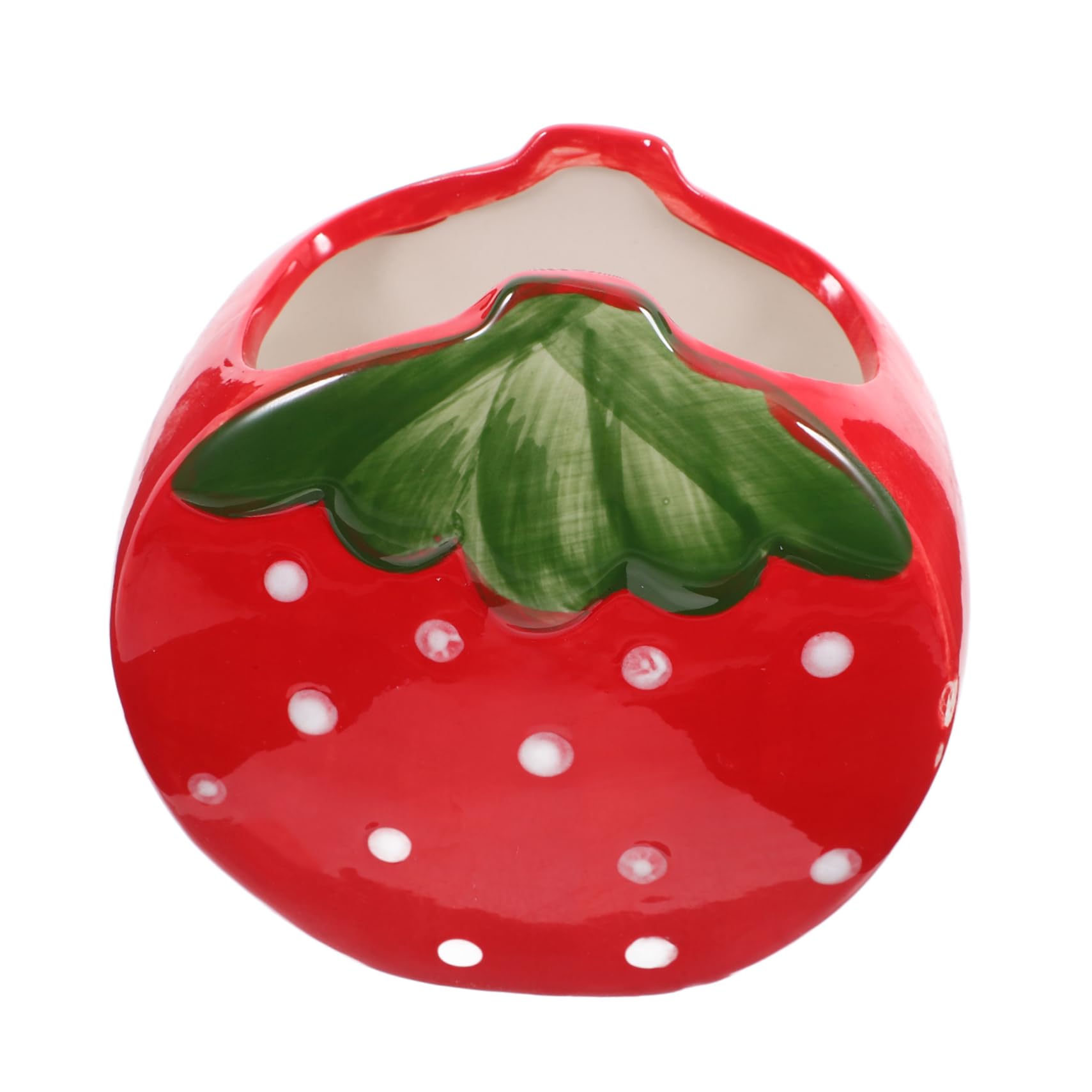 Uonlytech 3 Pezzi portapenne alla fragola Porta a matita da scrivania porta penna in stile semplice Porta di penna alla moda portapenne da ufficio per scrivania ceramica rosso