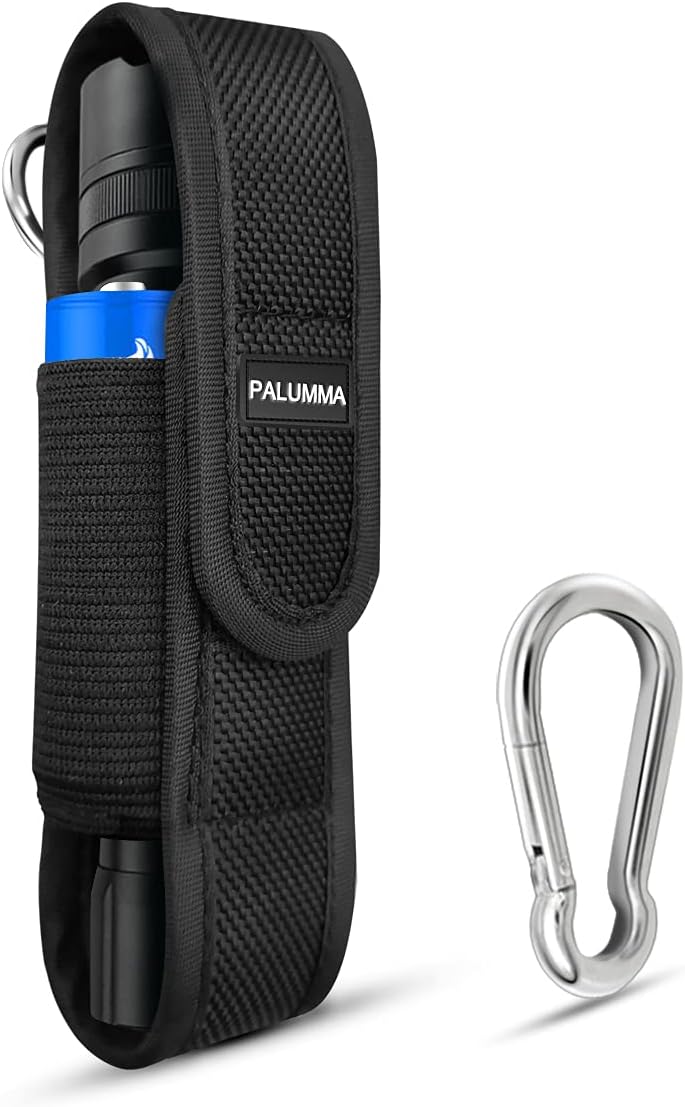 Palumma Flashlight Holster, Light Pouch, Storage Bag, Case, Nylon Cover, Elastic, Durable, Small, Portable, Outdoor, Night Work, Black, 4.9 - 6.7 inches (12.5 - 17 cm)