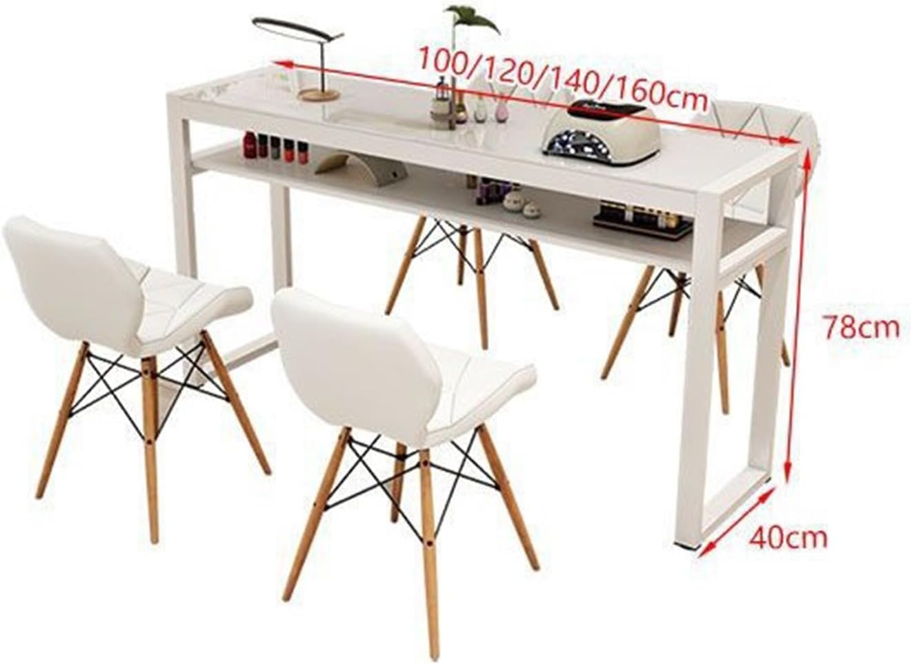 Glass Top Professional Manicure Table, Metal Frame Manicure Table, Modern Beauty Manicure Salon Station(Black,120x40x78cm)
