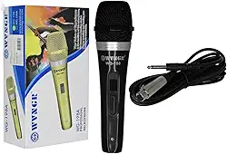 Microfone Wvngr Wg/198a Profissional Karaoke Preto 5m Metal Com Fio 5m para Igreja