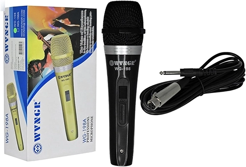 Microfone Wvngr Wg/198a Profissional Karaoke Preto 5m Metal Com Fio 5m para Igreja