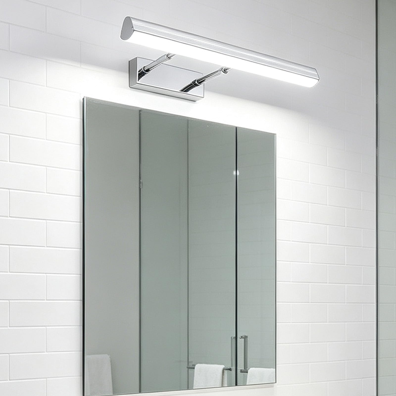 Spiegelleuchte Bad LED Wandleuchten Bildbeleuchtung 270° Drehung Faltbar Wandbeleuchtung Badezimmer Modern Metall Wandleuchte für Make-up Wohnzimmer Schminktisch Flur (Silbernes Weißes Licht,40cm)