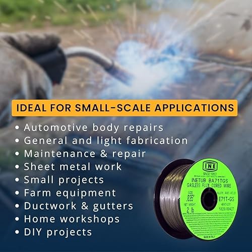 Miniatura 6 de INETUB BA71TGS - Alambre de soldadura con núcleo de flujo sin gas de acero al carbono de 0.035 pulgadas en carrete de 2 libras