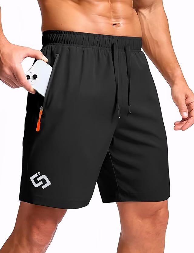 Lightweight Athletic Shorts Men Running Short Mens Zipper Pockets Quick Dry Fit Gym Yoga Basketball Workout