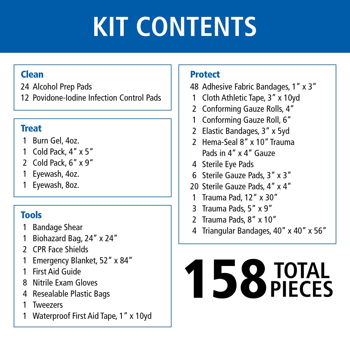 First Aid Only 520-FR All-Purpose First Responder Emergency First Aid Kit for Home, Work, and Travel, 158 Pieces — Amazon image 3