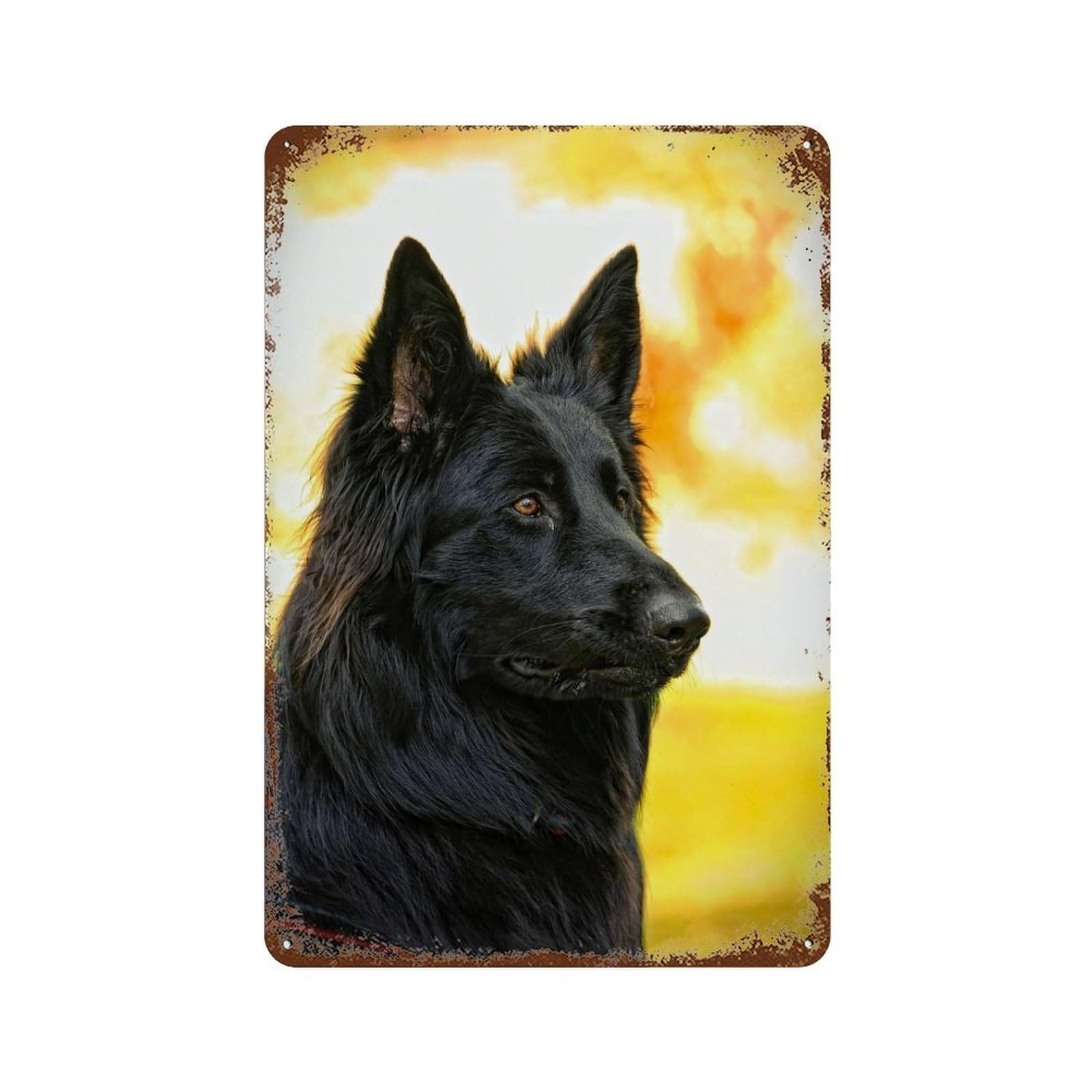 Vintage Metal Tin Sign with Belgian Shepherd Dog Design 11.8"x7.9", for Garage, Bar And Workshop Decor, Novelty Wall Decor