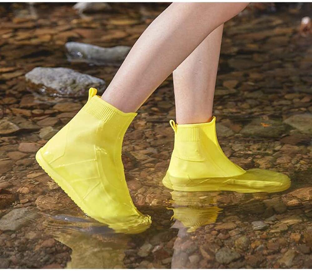 Bottes de Pluie imperméables légères Couvre-Chaussures antidérapants en Silicone réutilisables Sports de Plein air Vélo Vélo Bottes de Chaussures de Pluie Couvre-Chaussures Couvre-Bottes pour la pl