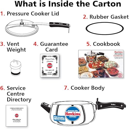 Miniatura 5 de Hawkins Olla a presión Contura de 3,5 litros, cocina de tapa interior de acero inoxidable, cocina Handi, cocina de inducción, plata (SSC35)
