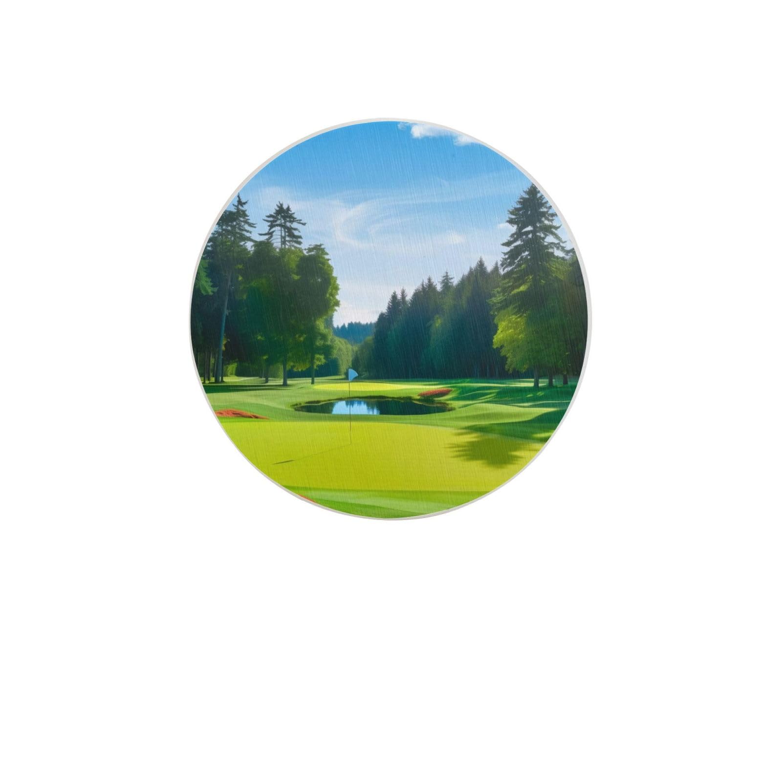 Golf Course Lawn Absorbent Drink Coasters Diatomaceous Round Coaster 4 Inch Reusable Cup Coasters Set 4pc