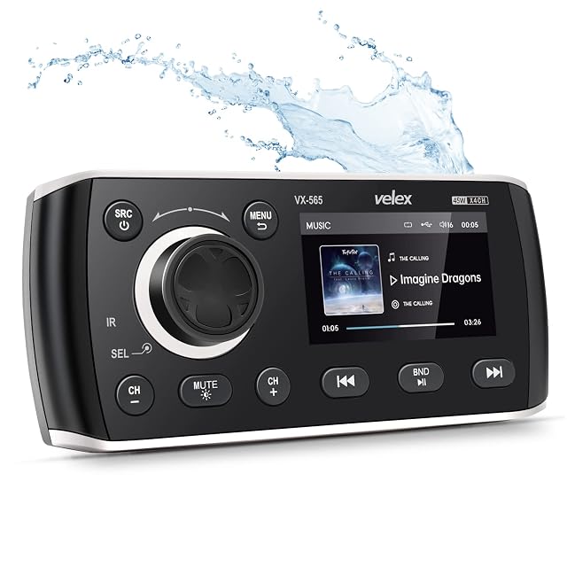 Marine Bluetooth Stereo Audio Video Receiver AM FM Radio MECH Less for Yacht Power Sport