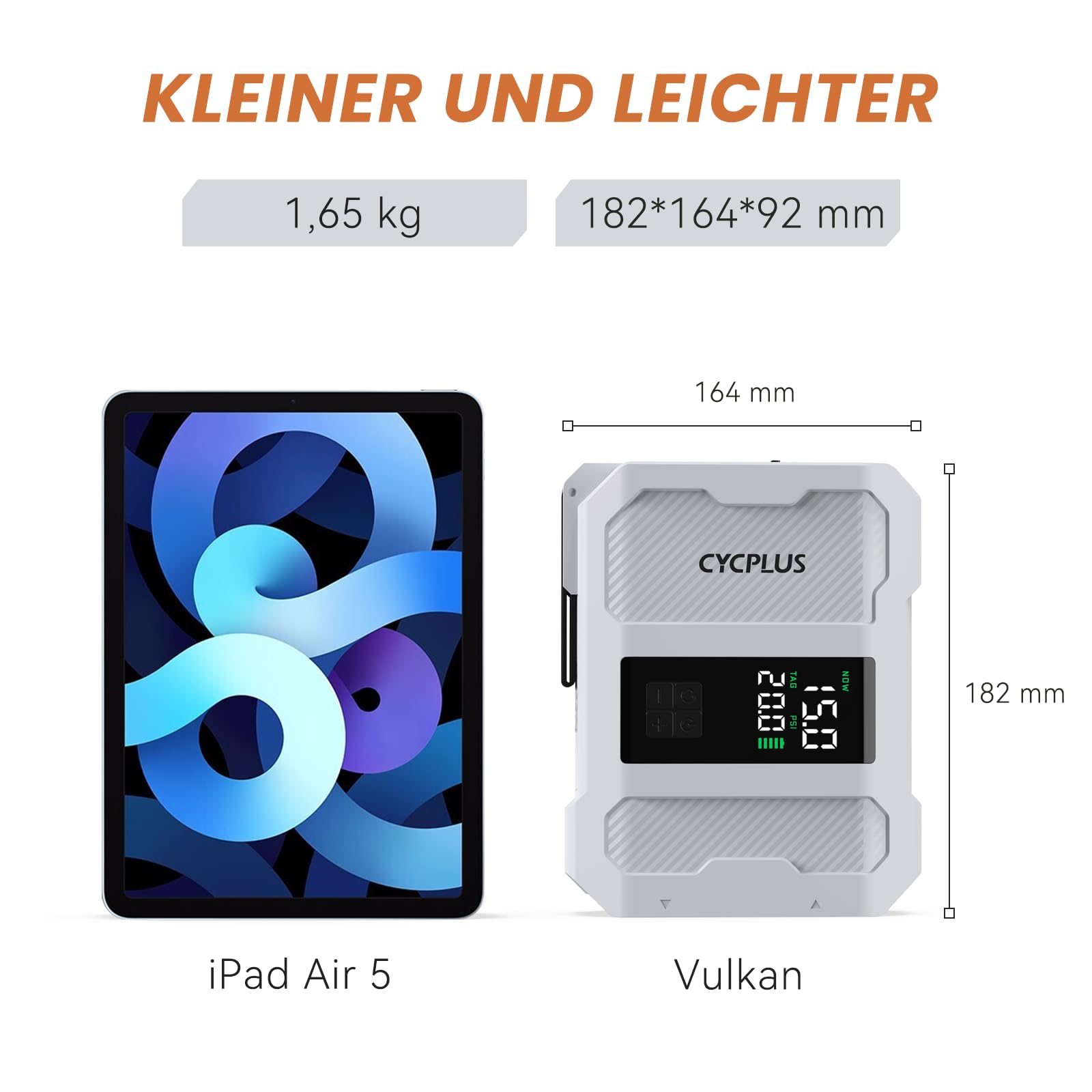 CYCPLUS SUP Pumpe, 20PSI, 5200mAh Akku, Aufpumpen & Ablassen | Zwei-Stufen-Aufpumpen, Auto-Stopp & Doppel-LED-Anzeige, für SUP Board Schlauchboot Zelt Matratze