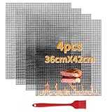 【Hohe Hitzebeständig】 Hohewertige Grillmatte verbrennungssicher, frei von schädlichen Chemikalien, schadstofffrei hitzebeständig bis 500F (260 ℃), frei gerüche oder geschmack. Hinweis: nicht direkt über offene flamme halten.
