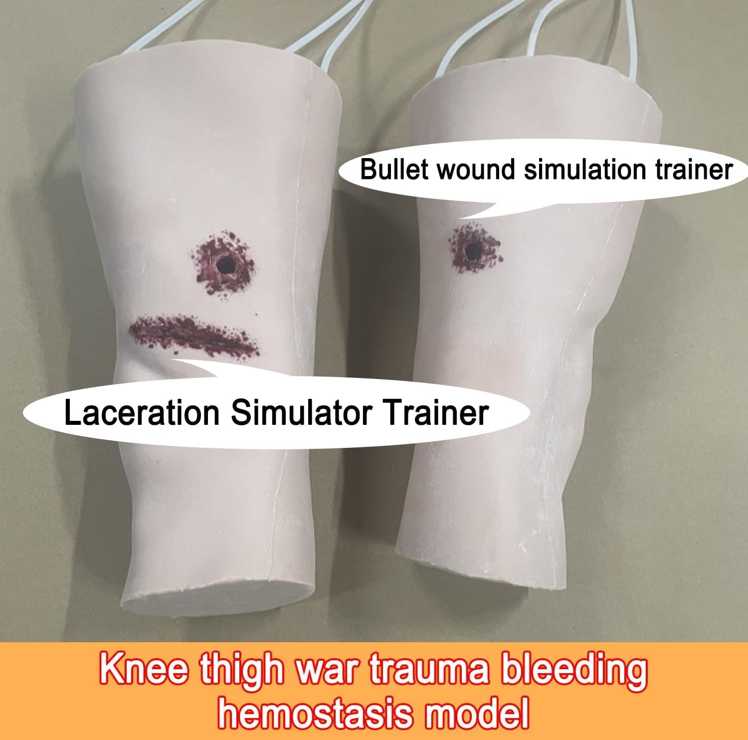 Beinwunde-Simulationsmodell, Wundpackungs-Trainer-Kit for die unteren Extremitäten, wiederverwendbares Knie-Oberschenkel-Trauma-Blutungs-Hämostase-Modell, 3 simulierte Wunden