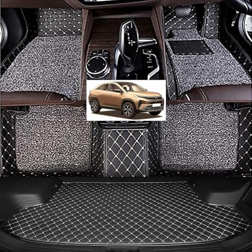 Image of Vahan Expo Premium 7D Car Mat Full Set TATA Curvv (Petrol) with Boot Mat || Luxury Double-Stich 7D Car Floor Mat for Car Complete Set || 100% Waterproof and Washable || Black