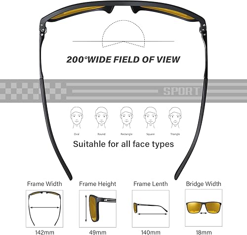 Miniatura 6 de Gafas polarizadas de conducción de visión nocturna para hombre, lentes amarillas HD, antideslumbrantes, gafas ligeras, marco de lentes