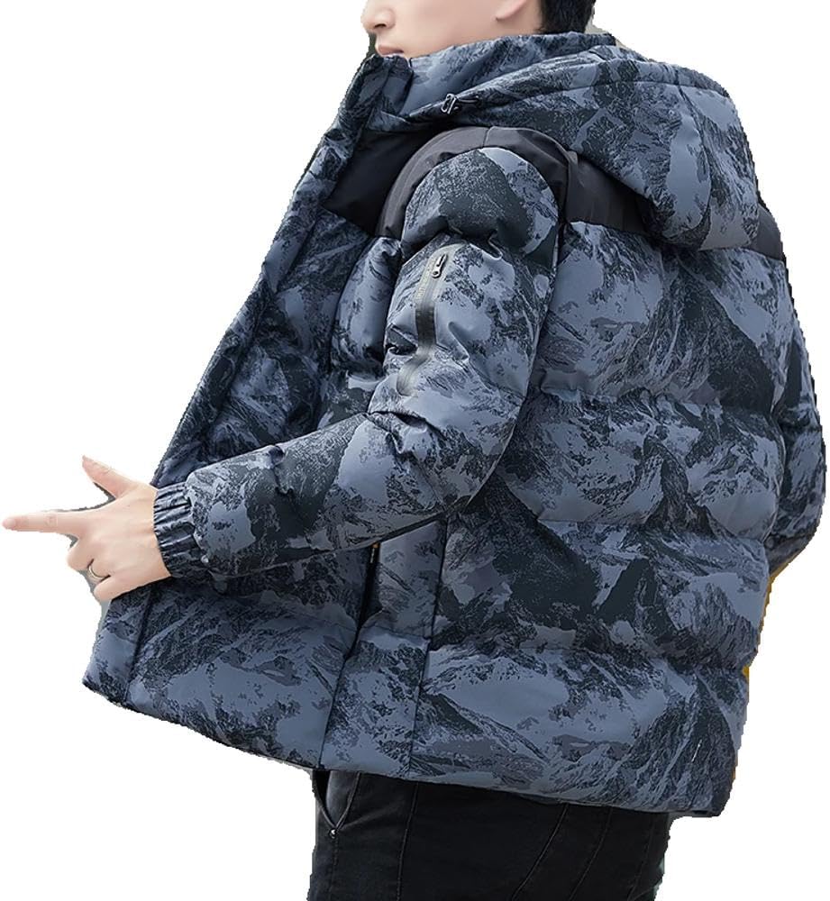 Xingfenly Men Winter Thick Warm Cotton-Padded Jacket Coat Windproof Hooded Military Casual