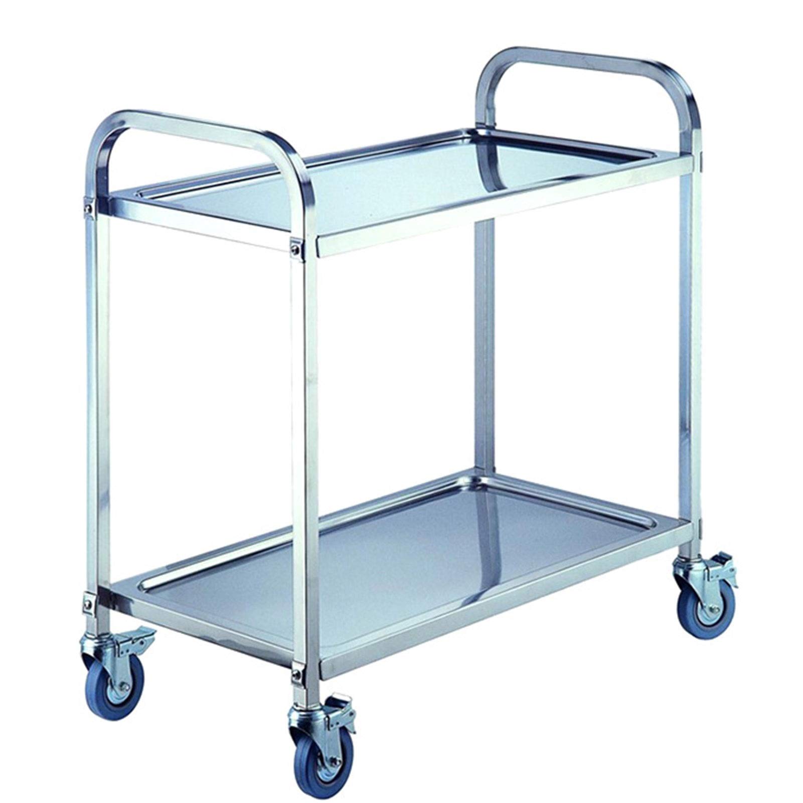 MFRELMNZG Stainless Steel Bar Cart with Wheels Utility Kitchen Trolley Serving Cart with Storage Shelf Catering Cart for Home Bar