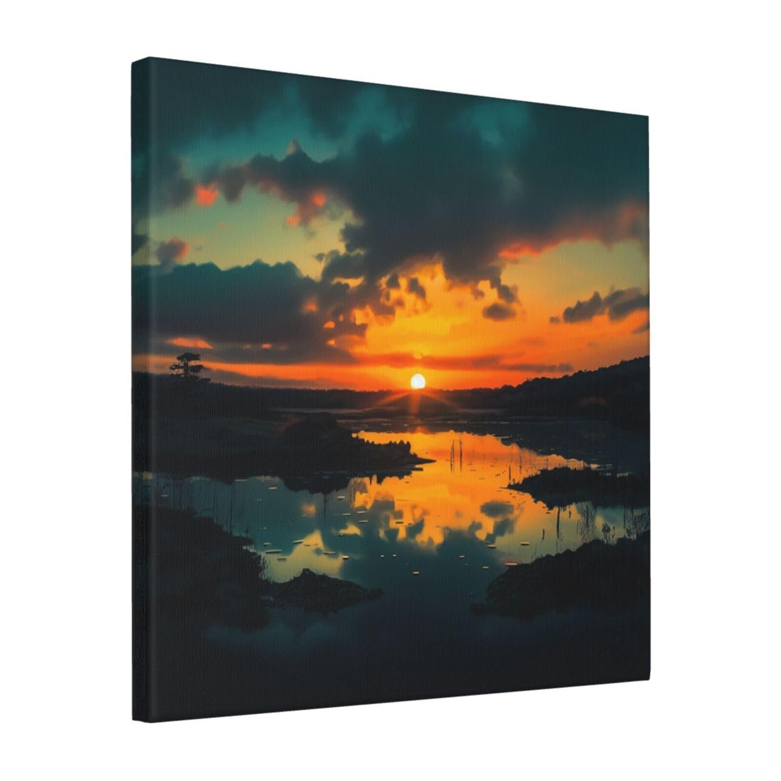 FodPand Sunset Dawn Canvas Wall Art for Living Room Wall Decor 16"x16" Modern Artwork Painting Pictures Hanging Canvas Prints Aesthetic Wall Art for Bedroom Bathroom Office Wallart Decor