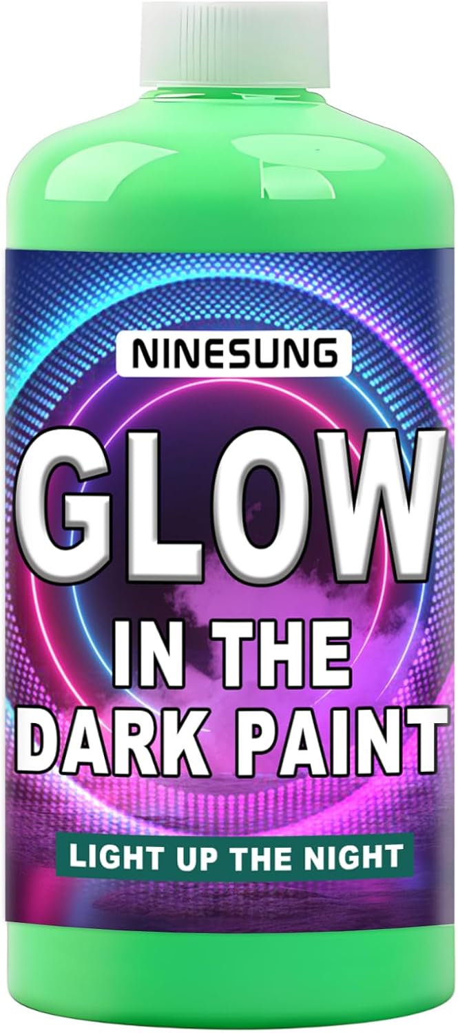 Glow in The Dark Paint, Bright Colors 120ml/4oz Blacklight Paint's, Green Craft Paints, Acrylic Glow Fluorescent Paint Perfect for Art Painting, DIY Projects (Green,4 Fl Oz)