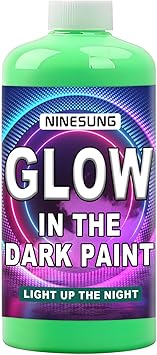 Glow in The Dark Paint, Bright Colors 120ml/4oz Blacklight Paints, Green Craft Paints, Acrylic Glow Fluorescent Paint Perfect for Art Painting, DIY Projects Green,4 Fl Oz