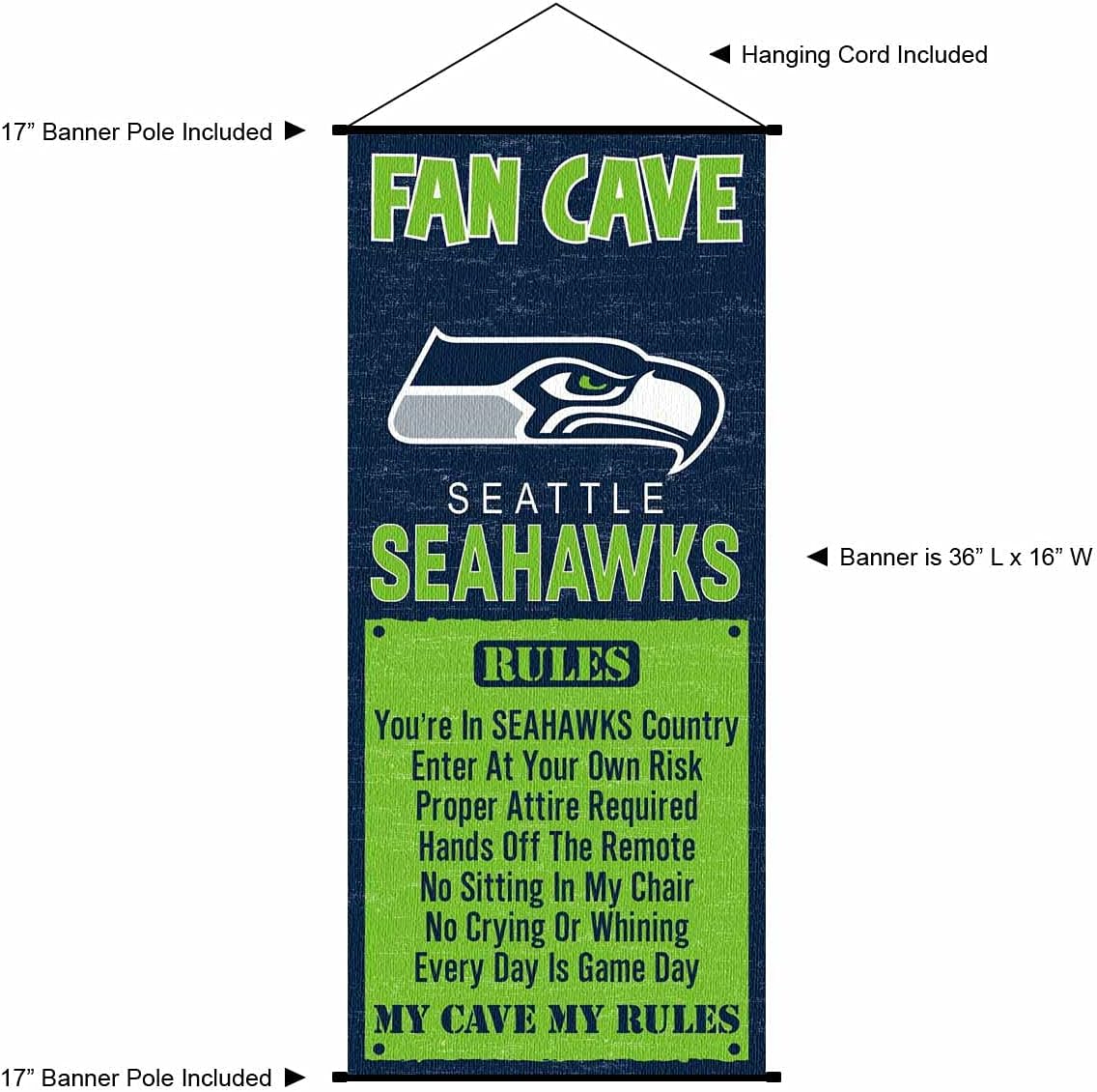 Seattle Seahawks Man Cave Fan Banner Wall Door Scroll