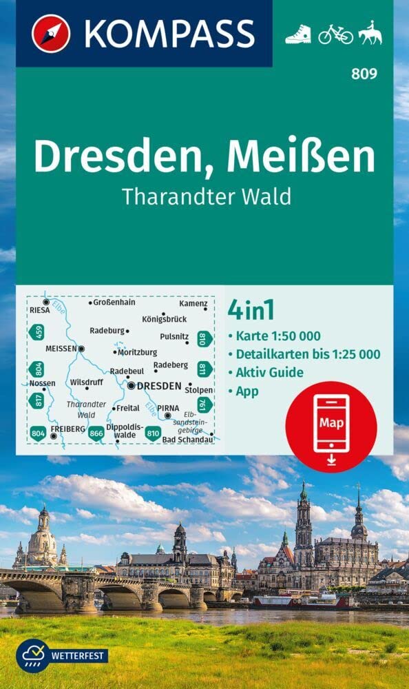 Dresden / Meißen / Tharandter Wald + Aktiv Guide (809): 4in1 Wanderkarte, mit Aktiv Guide und Detailkarten inklusive Karte zur offline Verwendung in ... Fahrradfahren. Skitouren. Langlaufen.