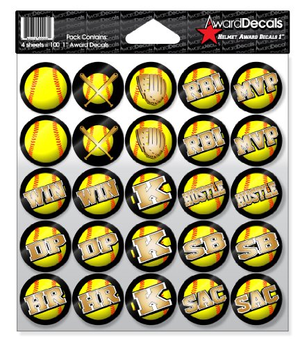 Award Decals Softball Helmet Sticker Set (100 Decals) The Original Award Decals Premium 20mil Thick 1