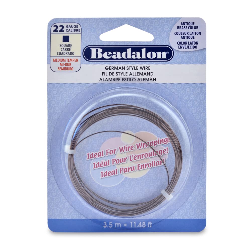 Beadalon German Style Wrapping Wire, Square, Silver Plated, 22 Gauge, 86 ft
