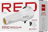 Vista 8 de Red by KISS HandleLess Blow Dryer 2200W Ceramic Tourmaline White Color, 3 Heat Settings, Pik and Diffuser Included Comfortable Grip, Ionic for