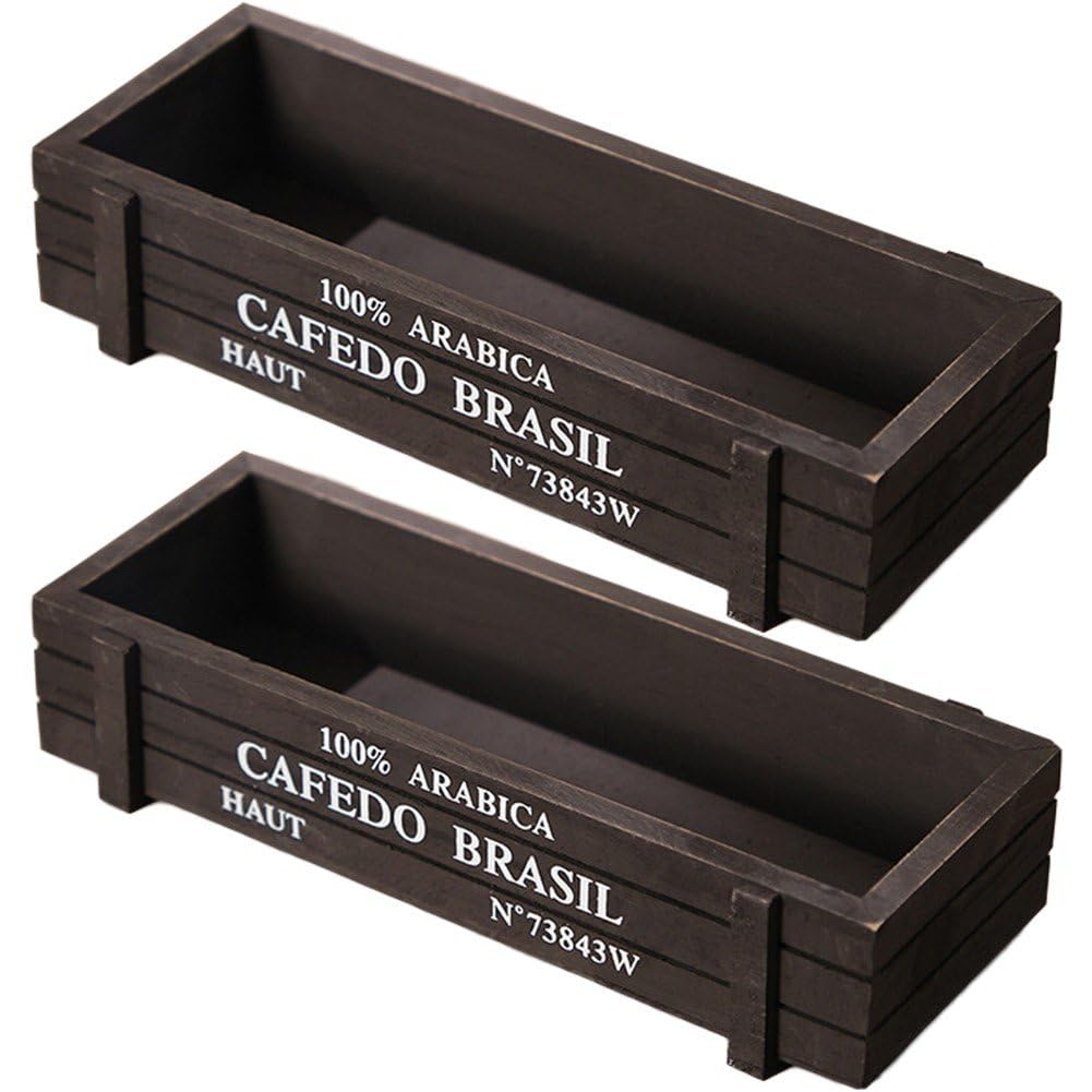 Ymxygz 2pcs Wooden Planter Decorative Rectangular Garden Planter Plant Container Box Large Outdoor Garden Planters for Indoor and Outdoor